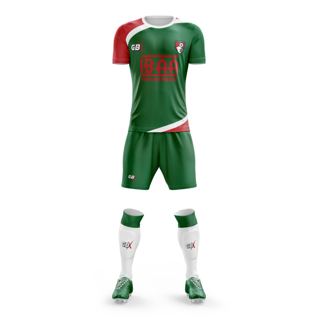 football kit green red