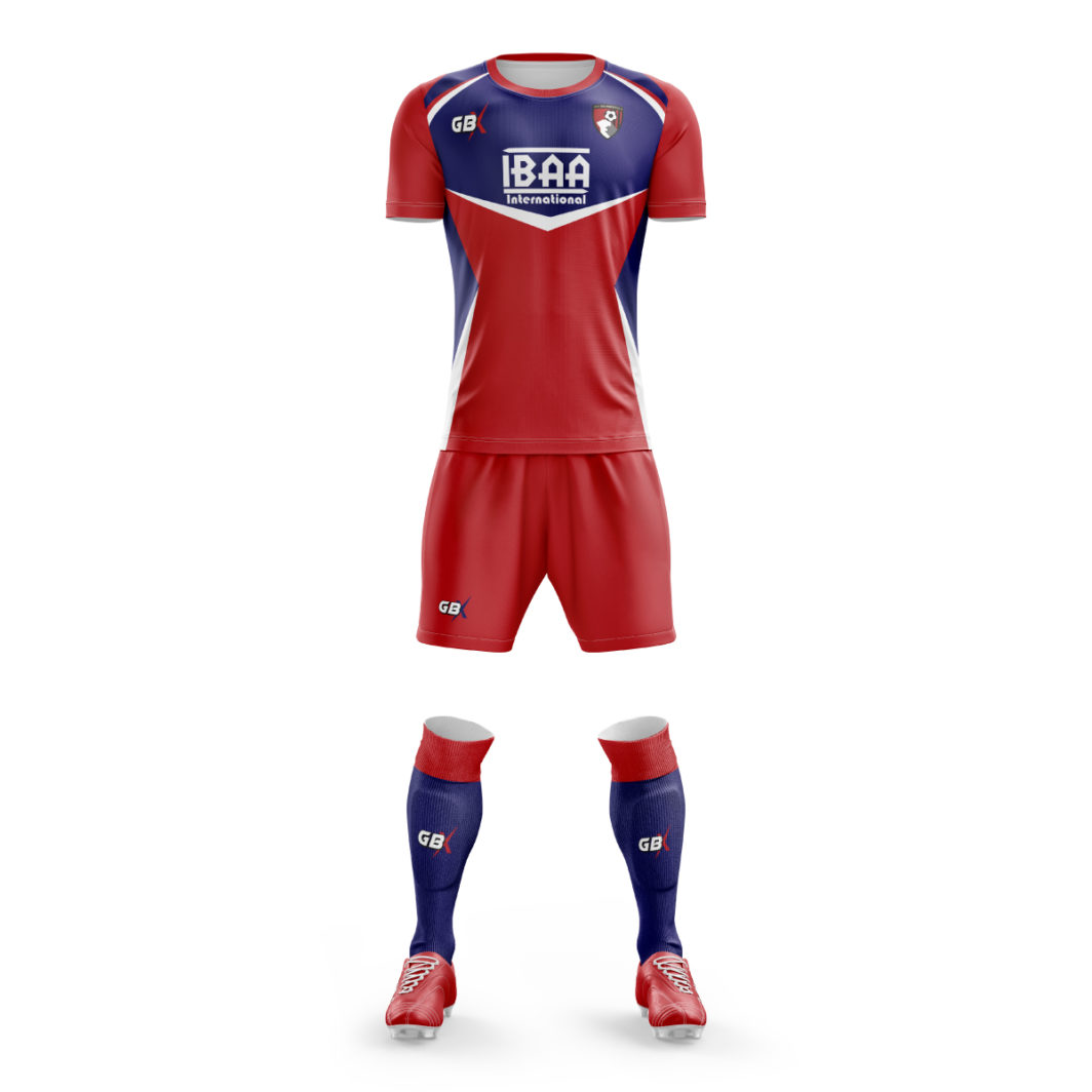 football kit red blue