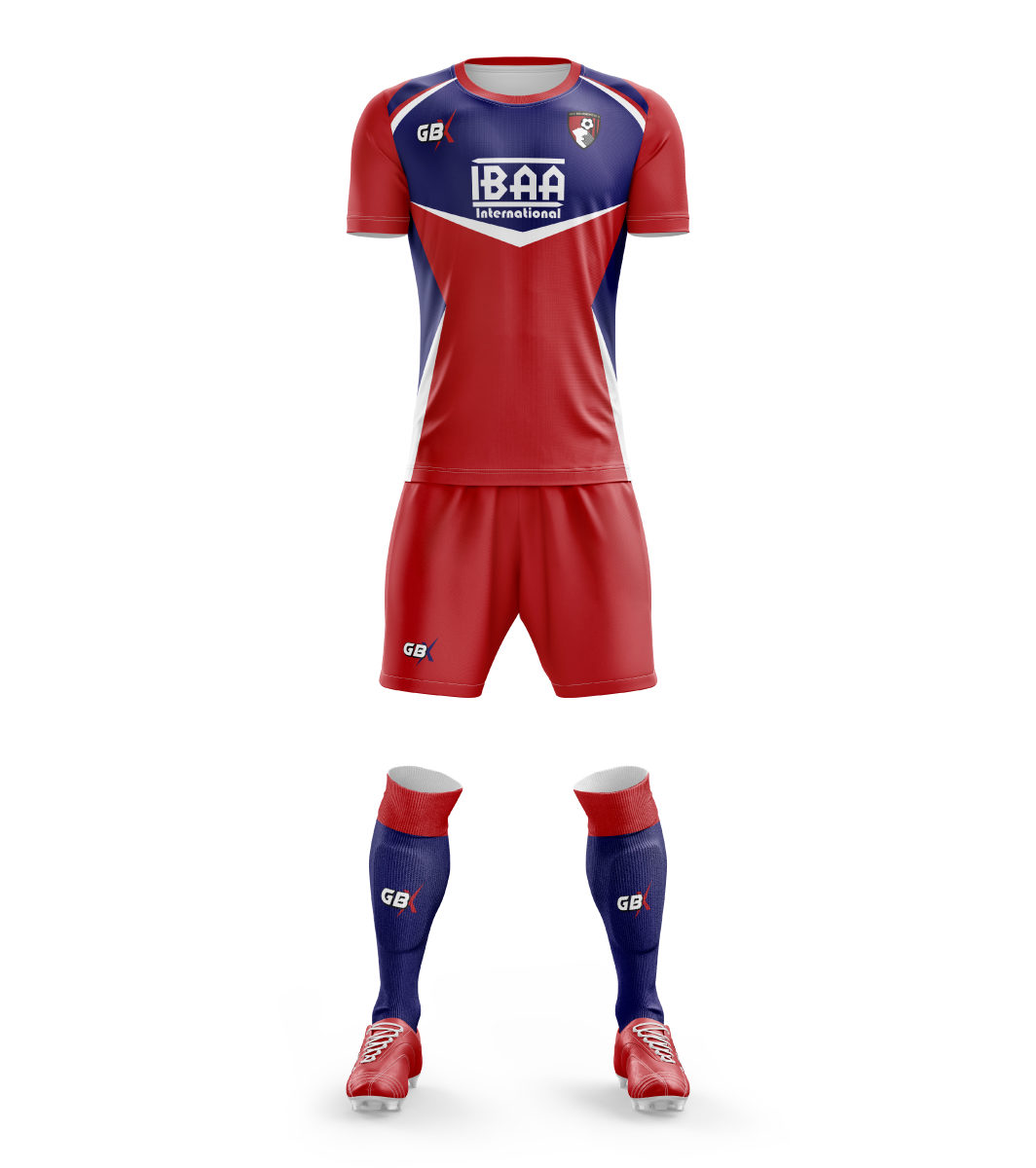 football kit red blue