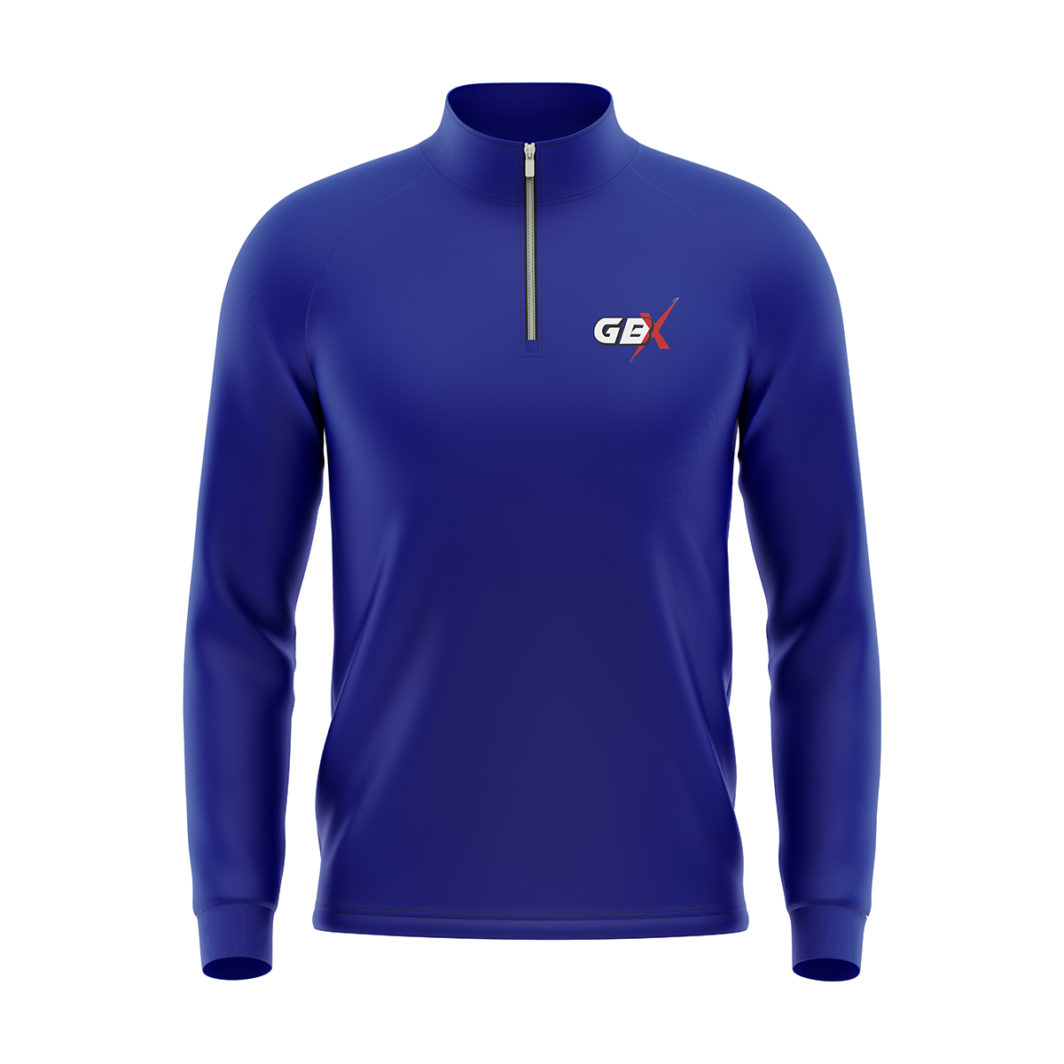 1/4 zip drill top blue