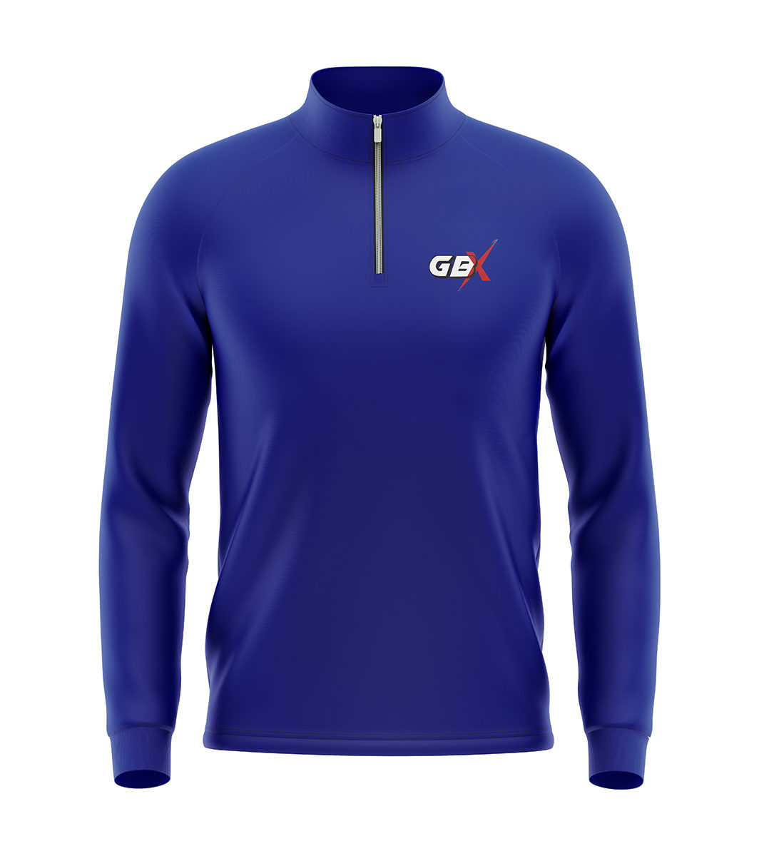 1/4 zip drill top blue