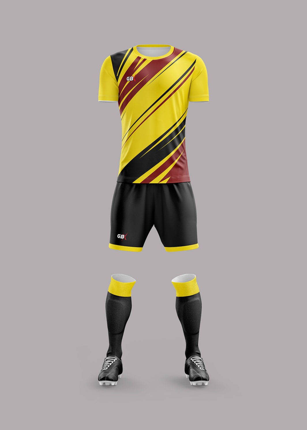 football kit yellow red black