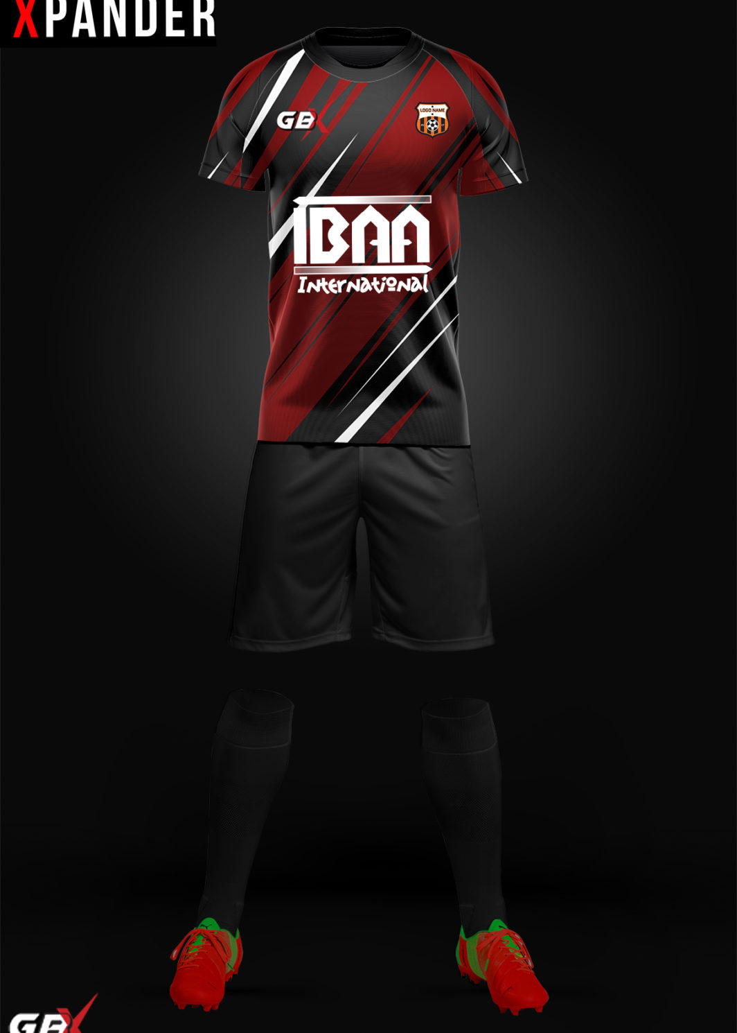 football kit red black