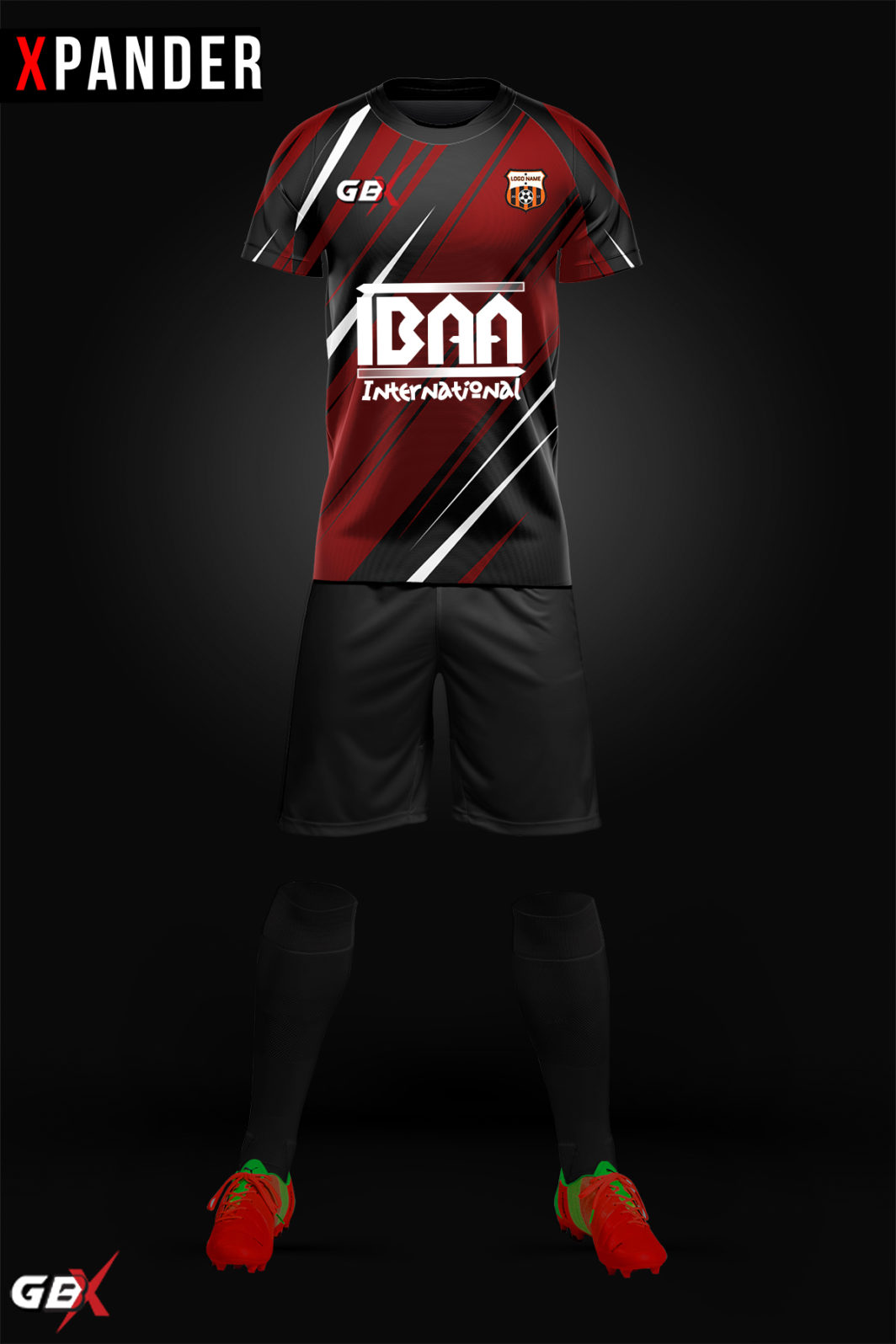 football kit red black