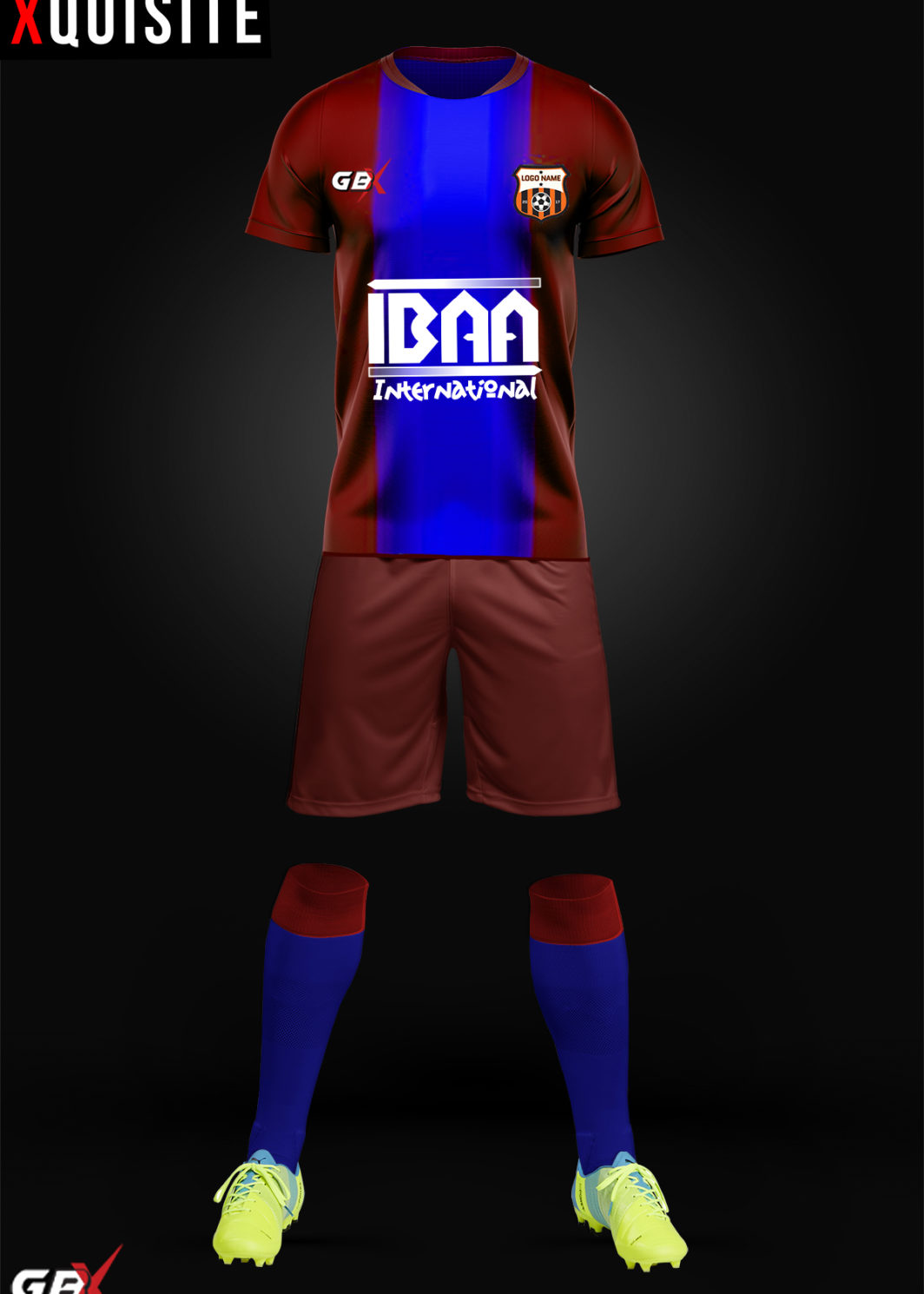 football kit red blue