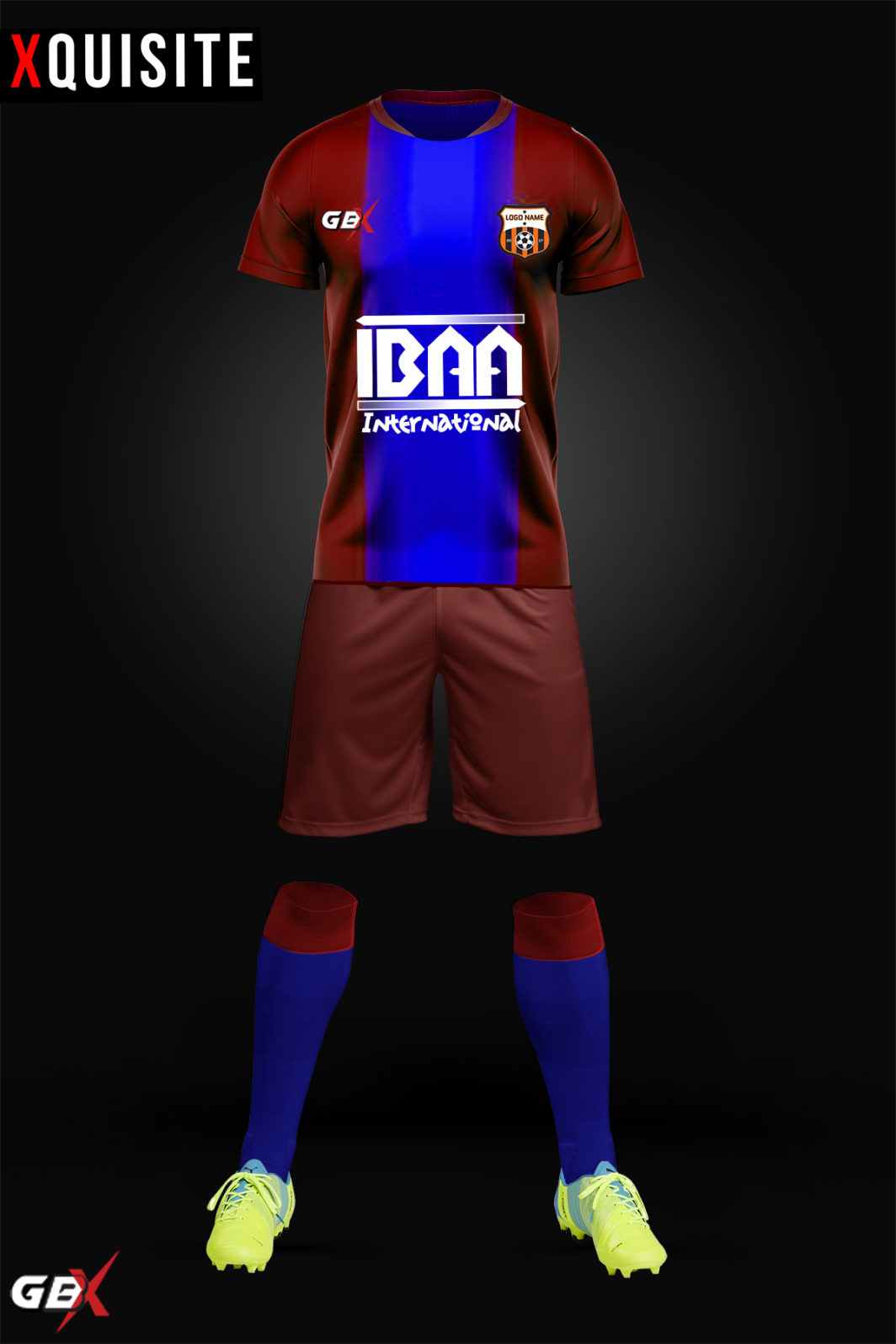 football kit red blue